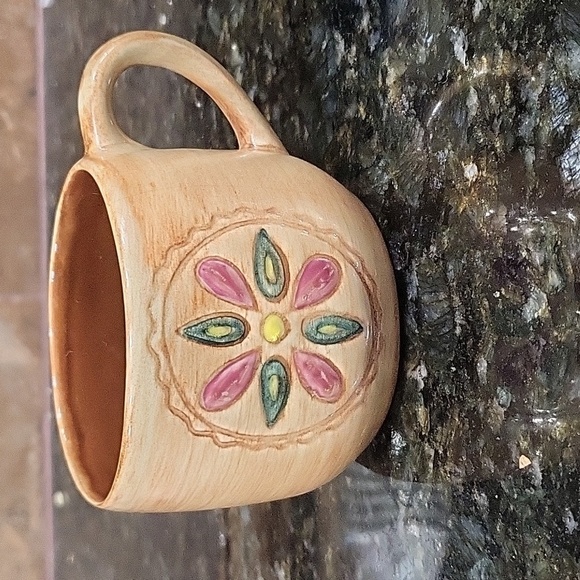 Pennsbury Pottery Flat Cup Hex and Heart Design - Picture 1 of 5